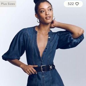 Pilcro Puff-Sleeve Denim Shirt Dress